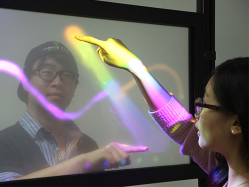 KAIST develops TransWall, a transparent touchable display wall 이미지
