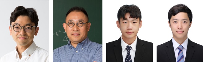 (왼쪽부터) 물리학과 김갑진 교수, 이상민 교수, 박지호 연구원, 김원태 연구원