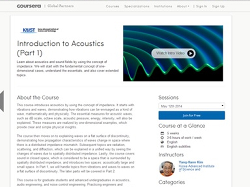 KAIST-Coursera Course: Introduction to Acoustics Engineering 이미지