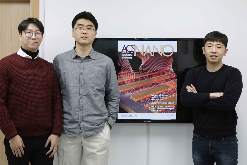 MS Candidate Sangjun Han (left), Dr. Seyoon Kim (center), and Professor Min Seok Jang (right)