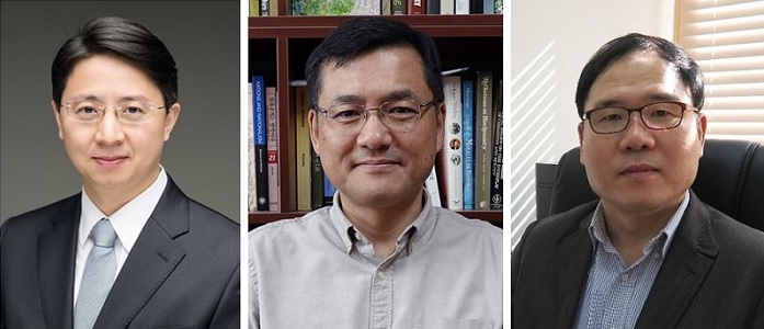 (왼쪽부터) 기술경영학부 김원준 교수, 과학기술정책대학원 박범순 교수, 수리과학과 변재형 교수