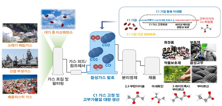 그림 1. C1 가스 바이오-리파이너리 개요