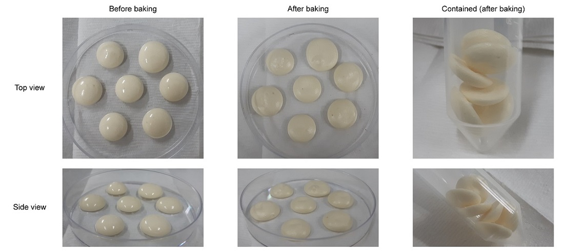 그림 3. 미생물 용해물의 거품 형성 능력 및 머랭 쿠키 제작 예시