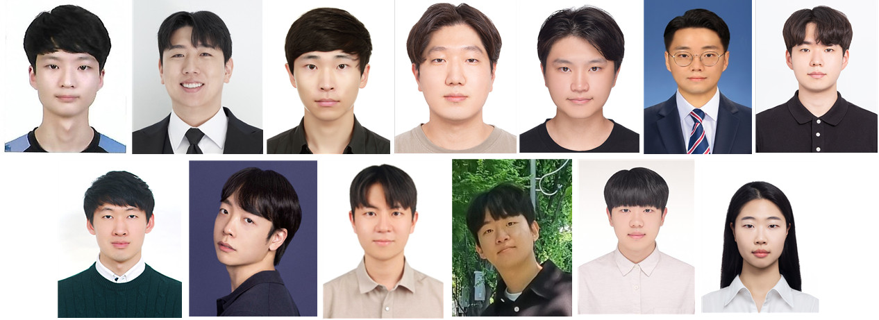 (윗줄 왼쪽부터) 김원웅 전산학부, 강석경 기계공학과, 허성록 화학과, 오재원 전기및전자공학부, 홍천산 전기및전자공학부, 김동근 기계공학과, 허지완 전기및전자공학부, 윤동현 전기및전자공학부, 김현승 AI대학원, 이윤흠 바이오및뇌공학과, 우준희 신소재공학과, 박기현 신소재공학과, 손연주 뇌인지공학프로그램