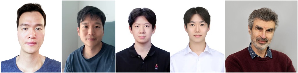 (왼쪽부터) 안성진 교수, 윤재식 박사과정, 조현서 석사과정, 백두진 석사과정, 요슈아 벤지오 교수