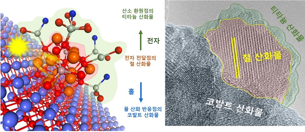 그림 2. 삼상 산화금속 전자 현미경 이미지(왼쪽) 및 촉매 반응 모식도(오른쪽)