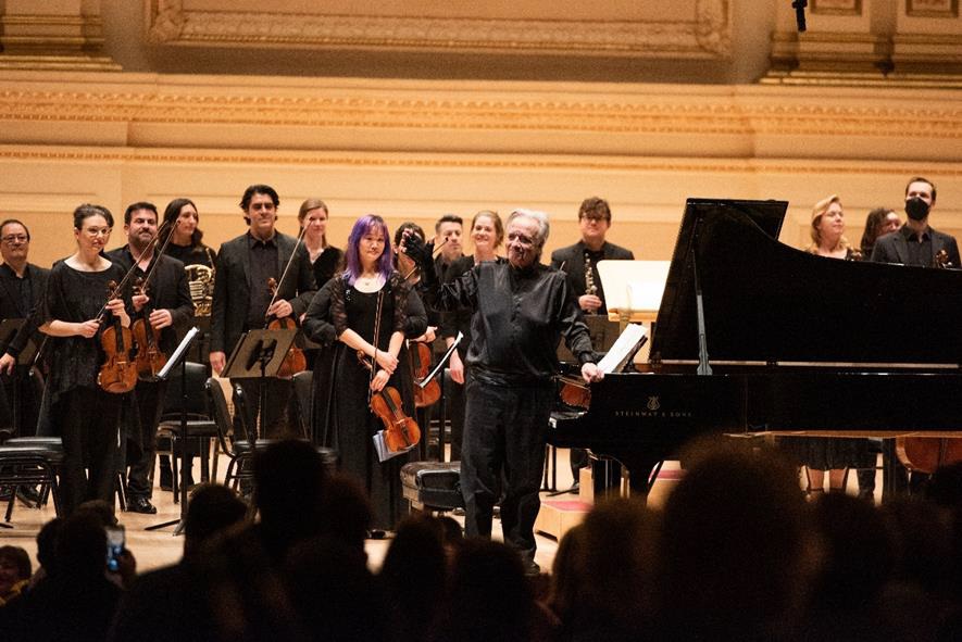 Joao Carlos Martins bowing to Audience after Recital at Carnegie Hall Nov 19