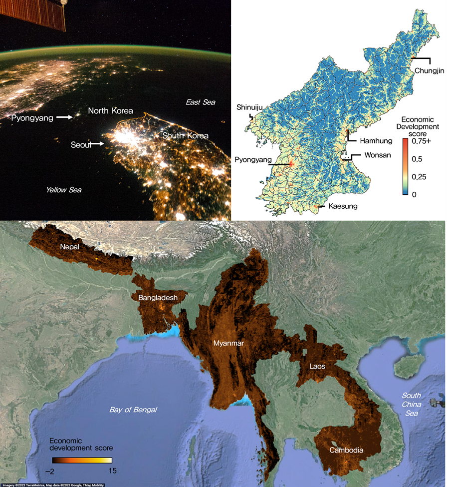 Nightlight satellite images of North Korea 